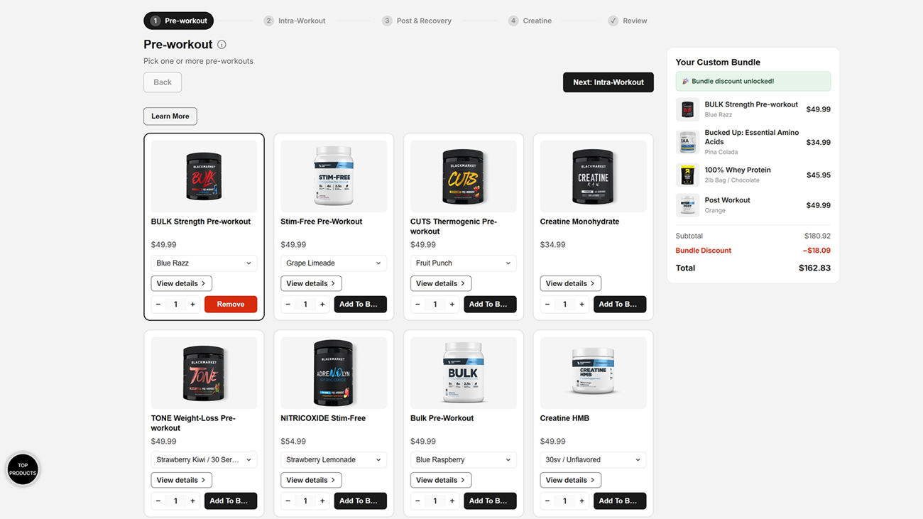 The live bundle preview matching the storefront